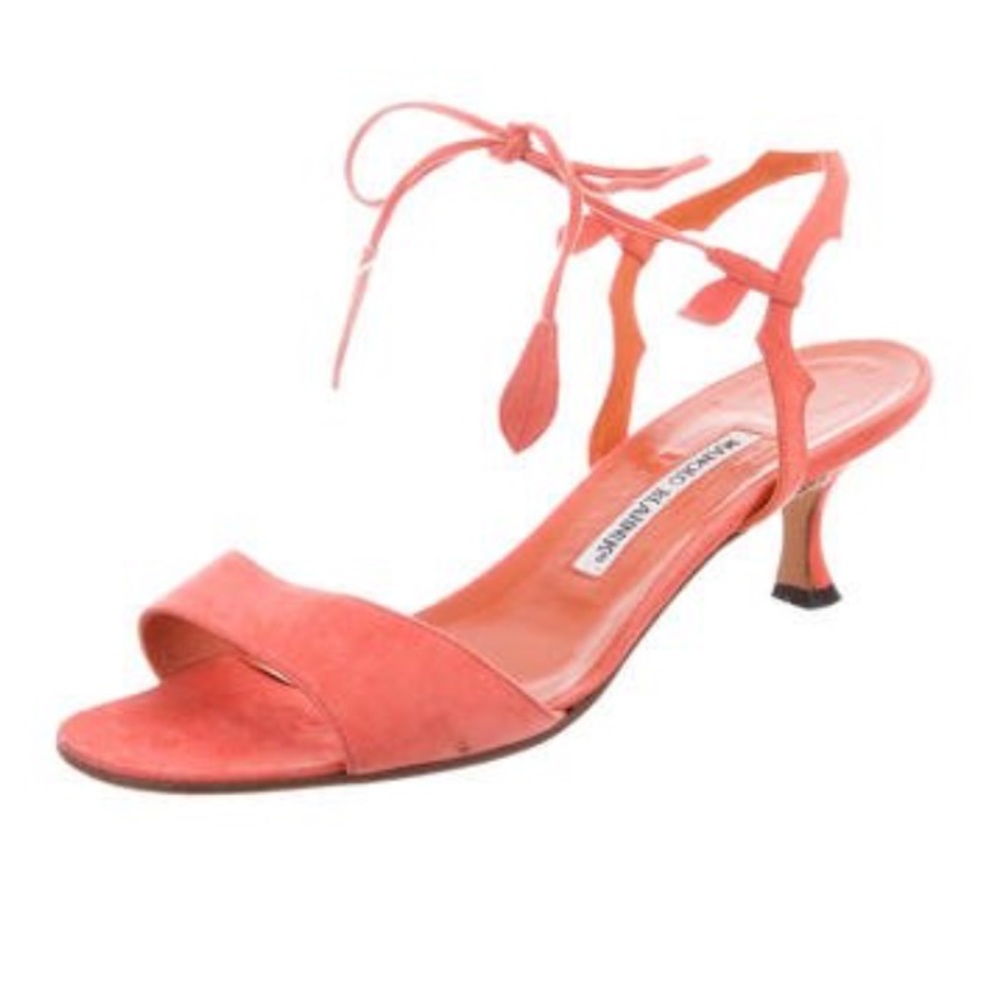 Manolo Blahnik Suede Lace-Up Sandals Black Size 39 - Picture 6 of 6